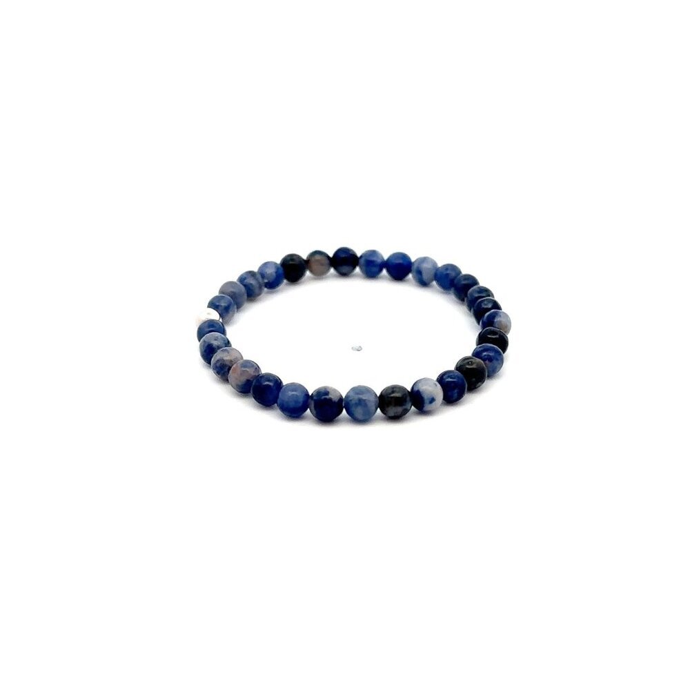 Natural Sodalite Gemstones Mini 4mm 18K White Gold Charm Bead - Picture 3 of 6